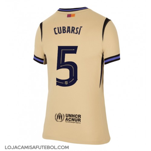 Camisa de Futebol Barcelona Pau Cubarsi #5 Equipamento Secundário Mulheres 2025-26 Manga Curta